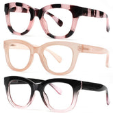 3 Pack Reading Glasses with Blue Light Blocking Stylish Round Frames for Men and Women Spring Hinges for Computer Browsing
